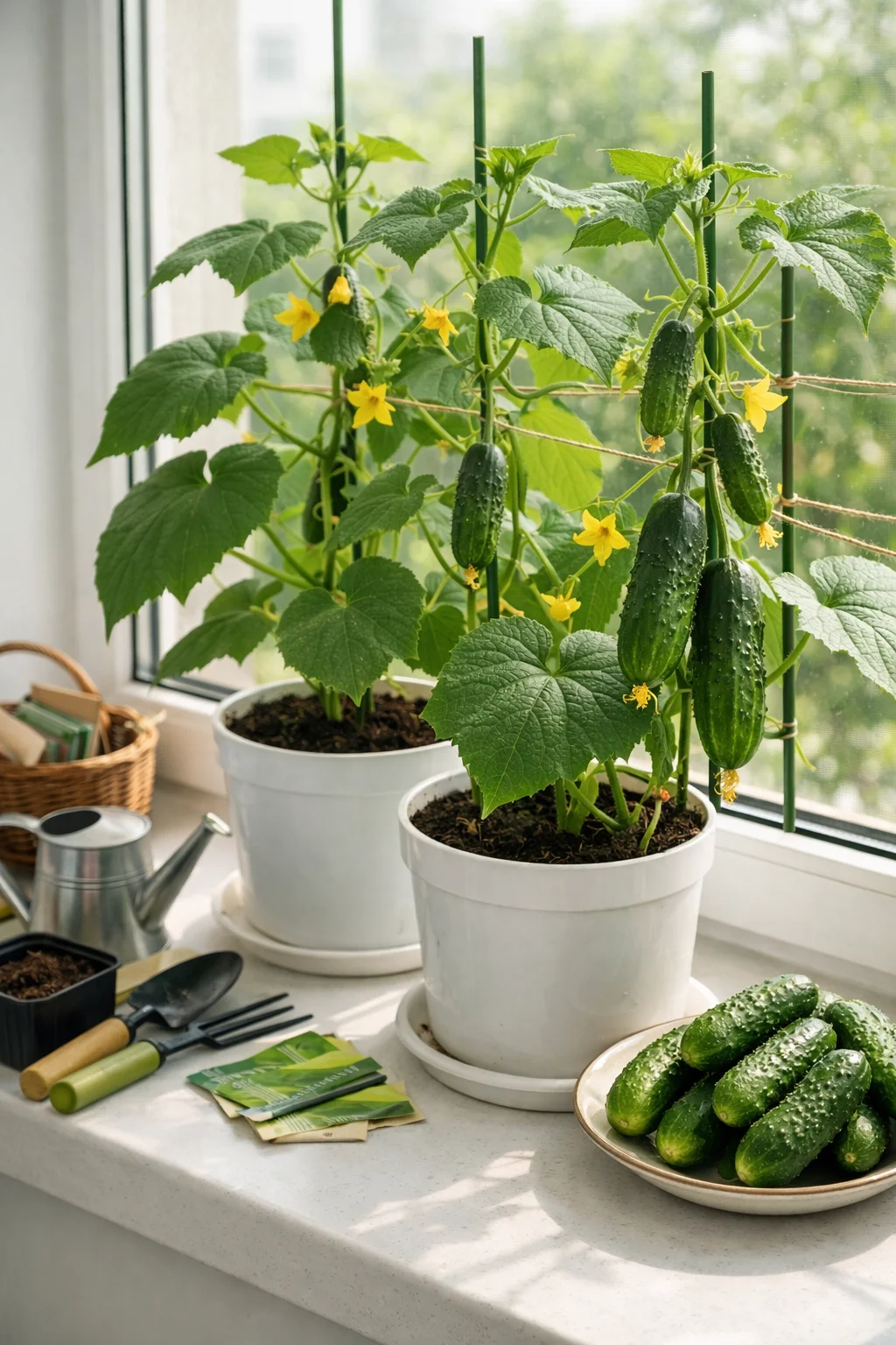 Огурцы на подоконнике: как получить урожай уже в мае