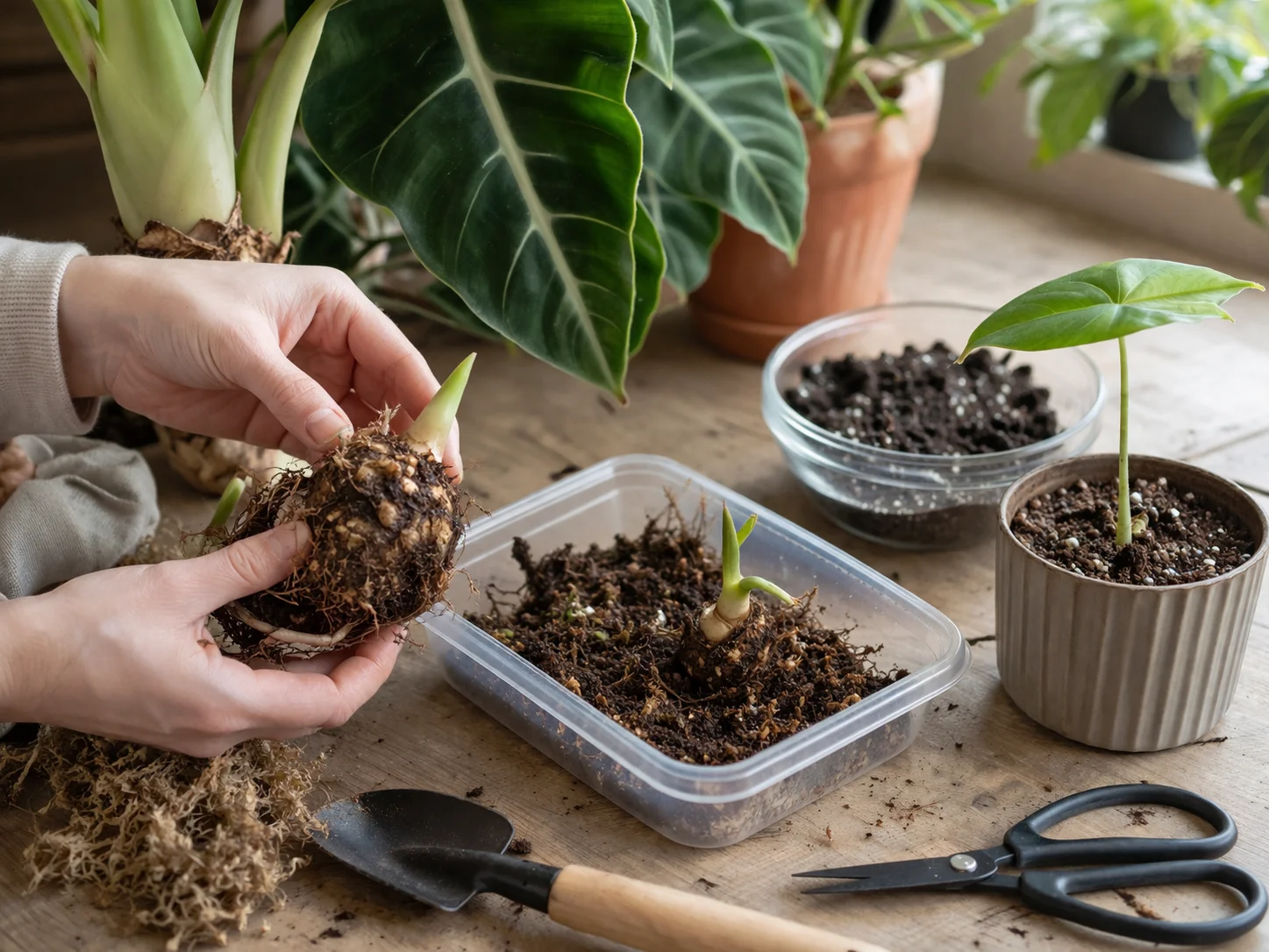 Как прорастить клубень алоказии в домашних условиях: пошаговая инструкция