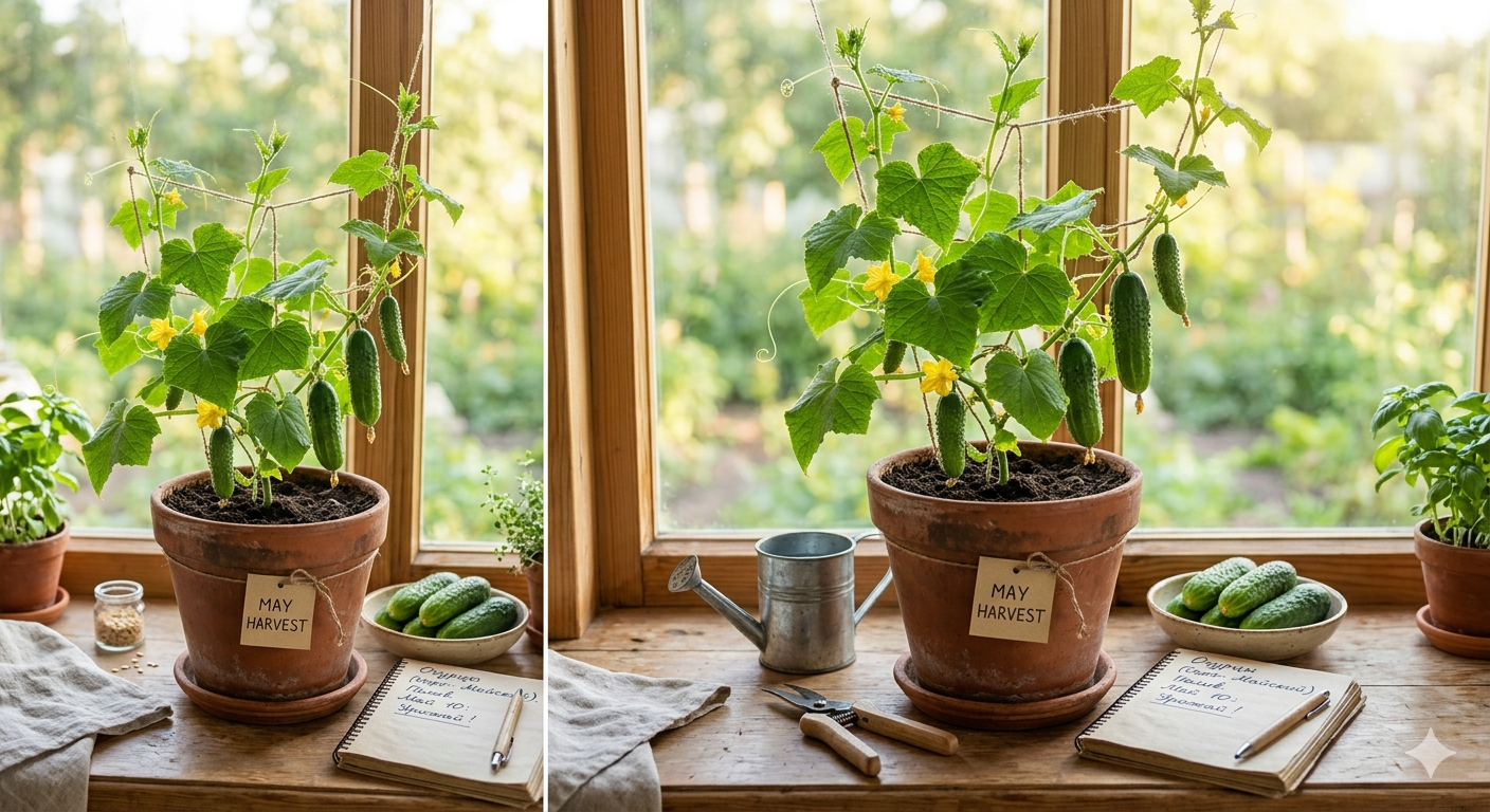 Огурцы на подоконнике: как получить урожай уже в мае