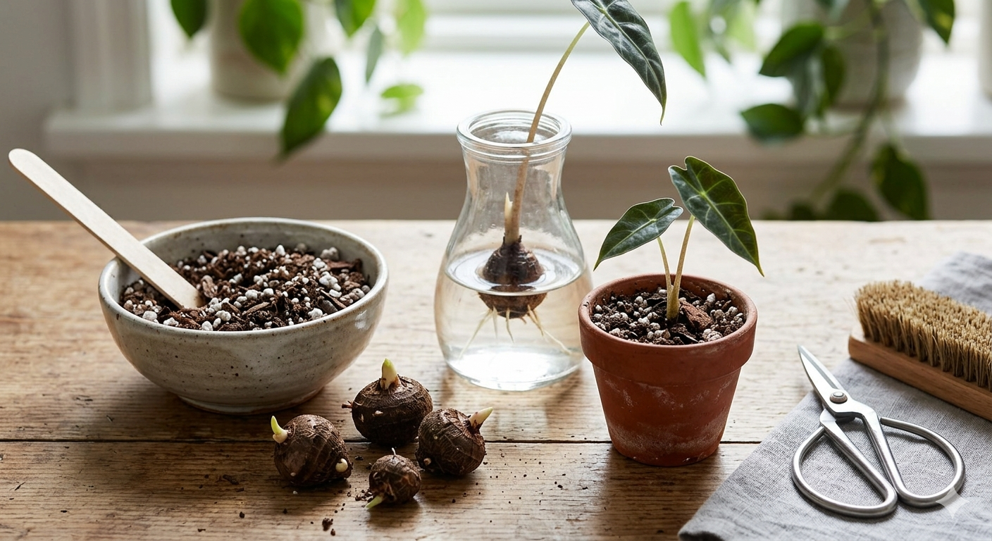 Как прорастить клубень алоказии в домашних условиях: пошаговая инструкция